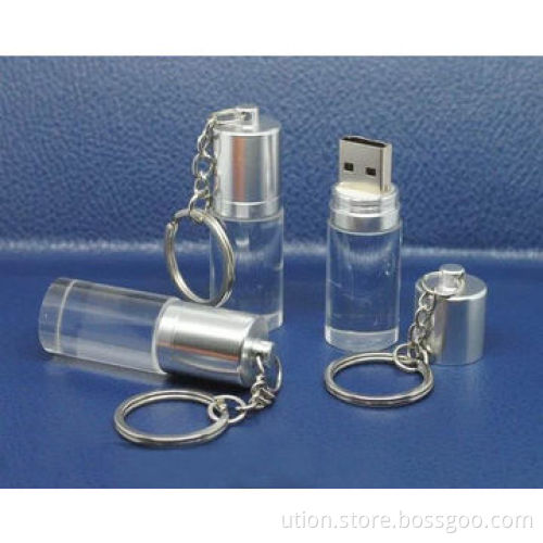 Crystal LED light USB flash drive, free laser engraving logo insideNew